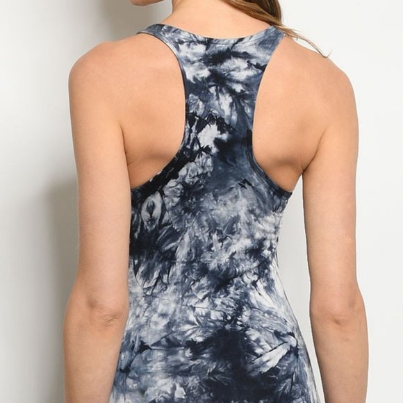 Tie Dye Tank Maxi Dress Print Sheath Dresses Navy - Picture 5 of 9
